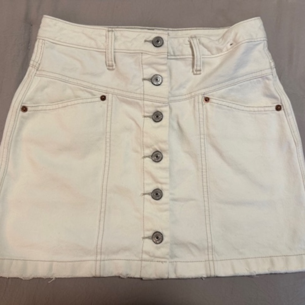 Abercrombie & Fitch Denim Mini Skirt - White